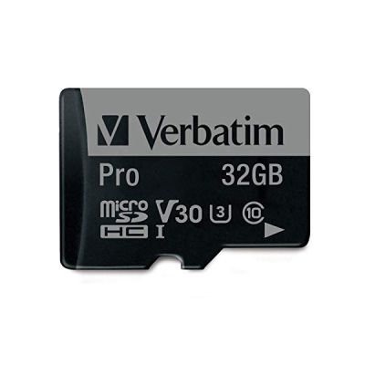image Verbatim Pro U3 Carte mémoire microSDHC avec adaptateur - 32 Go - noire - pour l'enregistrement vidéo 4K en Ultra HD - pour appareils photo - avec spécification UHS de classe 3