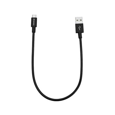VERBATIM Câble de charge micro USB noir-câble robuste avec protection anti-pli pour smartphones & tablettes avec interfaces micro USB-câble de 30 cm-chargeur USB-câble téléphone portable