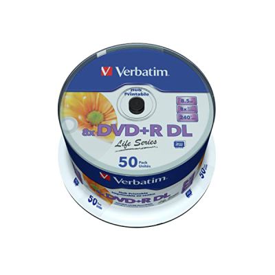 image 1x50 Verbatim DVD+R DL wide pr. 8x Speed, 8,5GB...