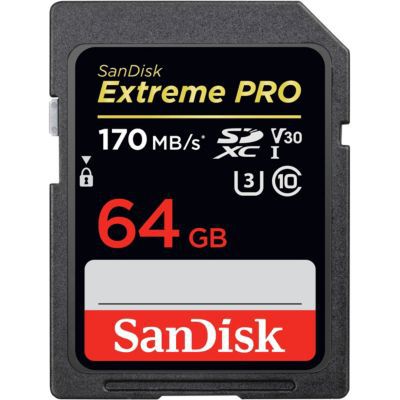 image Carte mémoire SDXC SanDisk Extreme PRO 64 Go jusqu'à 170 Mo/s, Classe 10, U3, V30, 4K UHD