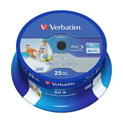 Verbatim 43811 25GB 6x BD-R SL Datalife jet d'encre imprimable - 25 Pack Spindle