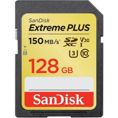 image Carte mémoire SDXC SanDisk Extreme PLUS 128 Go jusqu'à 150 Mo/s, Classe 10, U3, V30