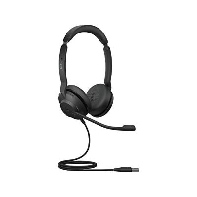 image Jabra Evolve2 30 Headset – Noise Cancelling Microsoft Teams Certified Stereo Headphones with 2-Microphone Call Technology – USB-A Cable – Black