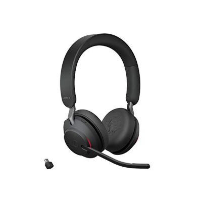 image Jabra Evolve2 65 Wireless PC Headset – Noise Cancelling UC Certified Stereo Headphones With Long-Lasting Battery – USB-C Bluetooth Adapter – Black