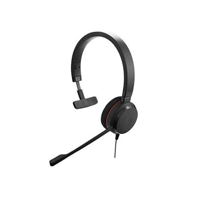 image Jabra Evolve 20 SE Mono Headset – Microsoft Certified Headphones for VoIP Softphone with Passive Noise Cancellation – USB-A Cable with Controller – Black