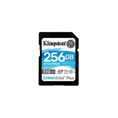 image Kingston SDG3/256GB Carte mémoire SD Card (256GB SDXC Canvas Go Plus 170R C10 UHS-I U3 V30 )