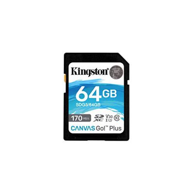 image Kingston SDG3/64GB Carte mémoire SD Card ( 64GB SDXC Canvas Go Plus 170R C10 UHS-I U3 V30 )