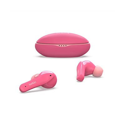 image Belkin SOUNDFORM Nano, écouteurs enfants True Wireless, limite de 85 dB (protection auditive), apprentissage en ligne, école, certifié IPX5, 24 h de lecture pour iPhone, Galaxy, Pixel, etc.– Rose