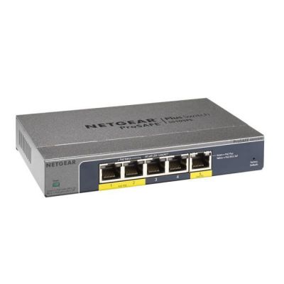 image NETGEAR Switch Ethernet Gigabit 5 Ports 10/100/1000 mbps (GS105PE) Smart Manageable plus PoE, 2 Ports PoE 19 W, Format Bureau, Silencieux, Protection ProSAFE garantie à Vie Parfait pour les PME et TPE