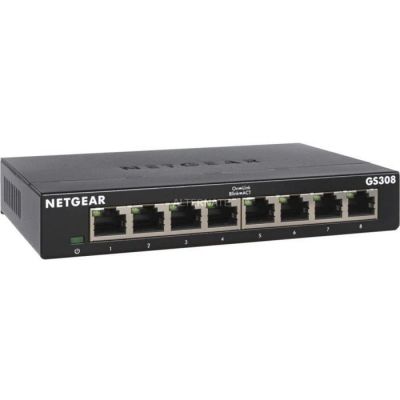 image NETGEAR (GS308) Switch Ethernet 8 Ports RJ45 Métal Gigabit (10/100/1000) pour une Connectivité Simple et Abordable pour les Petites Entreprises et les Bureaux à Domicile
