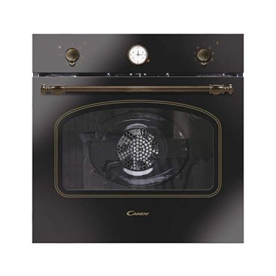 image Candy FCC604GH/E Four électrique encastré, ventilé, capacité 65 litres, fonction pizza, 8 programmes, 56,8 x 59,5 x 59,5 cm, style rustique, noir, classe A+