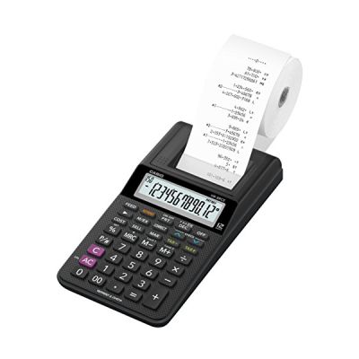 image Casio HR-8RCE-BK Calculatrice d'écriture Portable, Affichage à 12 Chiffres, Fonctions de Vérification et de Correction, Fonctions après Impression et Réimpression, Blister, Noir