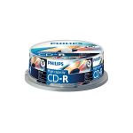 image produit Philips CD-R High-Capacity (800 Mo / 90 Minutes, Multi-Speed, Cake Box 25 pièces)