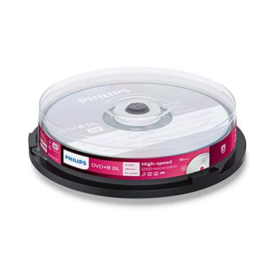 Philips DVD+R DoubleLayer High-Speed (8,5 Go / 240 Minutes de vidéo, Vitesse 1-8x, Cake Box 10 pièces)