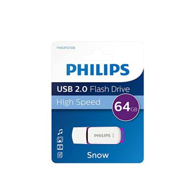 image Philips Snow Édition High Speed clé USB 2.0 64 Go pour PC, Ordinateur Portable, Stockage de données informatiques, Vitesse de Lecture jusqu'à 25 Mo/s
