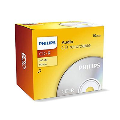 image CD-R audio Philips, 700 Mo, 80 mn, 10 pièces en jewelcase