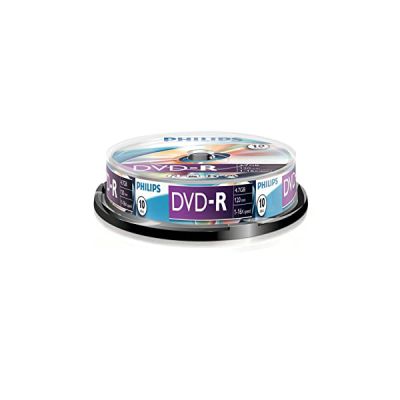 Philips DVD-R High-Speed (4,7 Go / 120 Minutes de vidéo, Vitesse 1-16x, Cake Box 10 pièces)