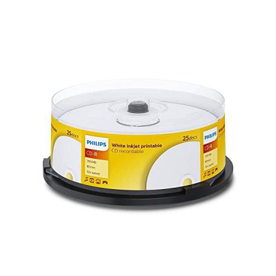 Philips CD-R imprimables (700 MB / 80 Minutes, Vitesse 52x , Cake Box 25 pièces, Imprimable pour Inkjet)