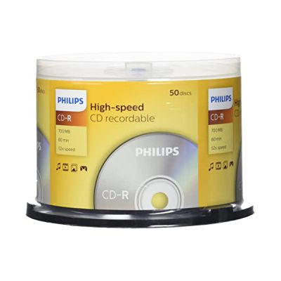 image Philips CD-R High-Speed (700 Mo / 80 Minutes, Vitesse 52x , Cake Box 50 pièces)