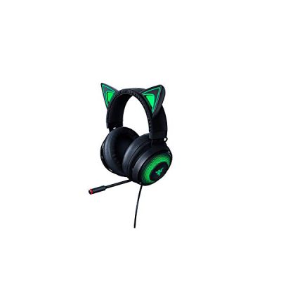 image Razer Kraken Kitty Edition - Casque Gaming Filaire (Casque avec Oreilles de Chat, Eclairage Chroma RGB, Filaire Multiplateforme, Haut-parleurs de 50mm, Cable de 3.5mm) Noir