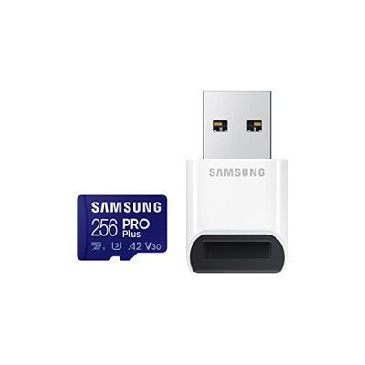 image Samsung PRO Plus MB-MD256KB/WW Carte mémoire microSDXC UHS-I U3 160 Mo/s Full HD & 4K UHD avec lecteur de cartes USB 256 Go
