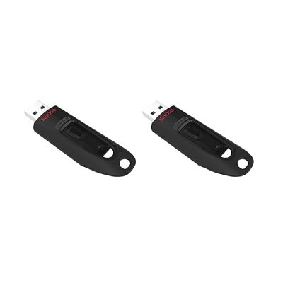 image SanDisk 64GB Ultra USB Flash Drive USB 3.0 Up to 130 MB/s Read, Black, (Pack of 1) (Lot de 2)