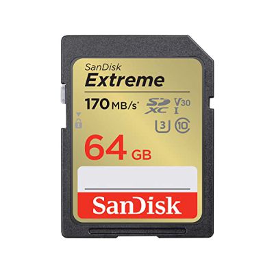 image SanDisk 64 Go Extreme carte SDXC + RescuePRO Deluxe, jusqu'à 170 Mo/s, UHS-I, Classe 10, U3, V30