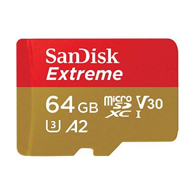 image SanDisk Extreme 64GB microSD Card for Mobile Gaming, with A2 App Performance, supports AAA/3D/VR game graphics and 4K UHD Video, 160MB/s Read, 60MB/s Write, Class 10, UHS-I, U3, V30