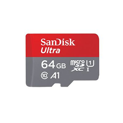 image SanDisk Ultra 64 GB microSDXC Memory Card + SD Adapter with A1 App Performance Up to 100 MB/s, Class 10, U1