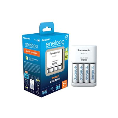 image eneloop Smart Chargeur, pour 1-4 Piles Rechargeables AA/AAA, 7h de Temps de Charge, 7 Fonctions de sécurité, 4 eneloop Piles AA (2000 mAh) incluses