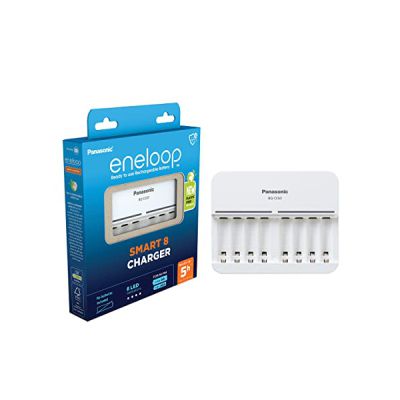 image eneloop Smart 8 Chargeur, pour 1-8 Piles Rechargeables AA/AAA, 5h de Temps de Charge, 9 Fonctions de sécurité