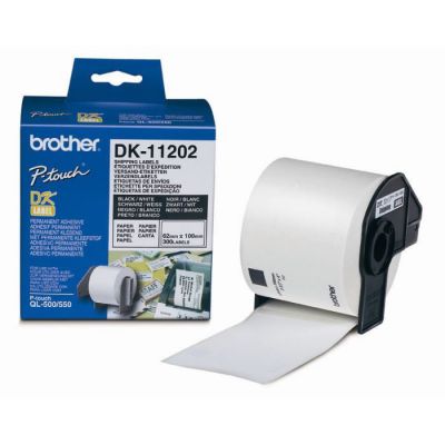 image BROTHER Ruban d'étiquettes, original, papier P-TOUCH DK-11202 - Noir sur Blanc, 62x100mm