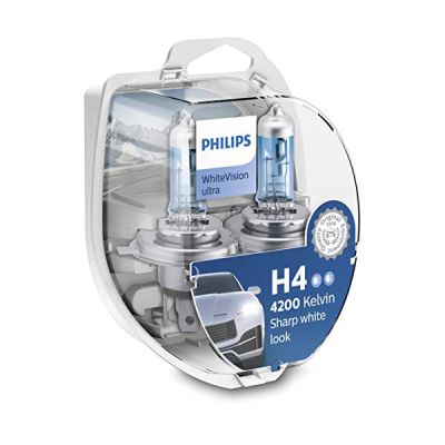 image Philips WhiteVision ultra H4 lampe pour éclairage avant, 4.200K, set de 2