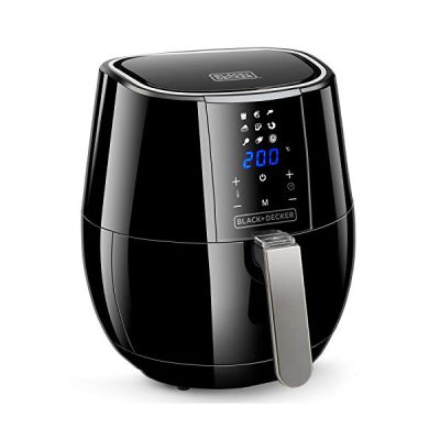 BLACK+DECKER BXAF3500E - Friteuse électrique sans Huile 1500W, 3,5L friteuse à air Chaud, 9 programmes, pour 4 à 6 portions, Température réglable, Écran Tactile, Minuteur, Noir