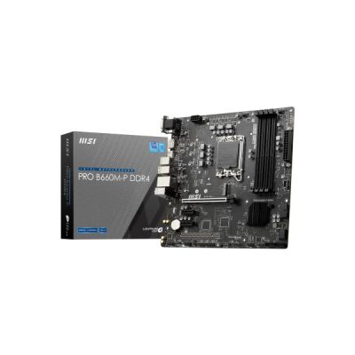 image MSI Pro B660M-P DDR4 Carte Mère, Micro-ATX - pour Processeurs Intel Core 12ème Gén, LGA 1700 - DDR4 Memory Boost 4600+MHz/OC, Slot PCIe 4.0 x16, 1 x Slot M.2 Gen4 x4, LAN 1G 7D24-005R Noir