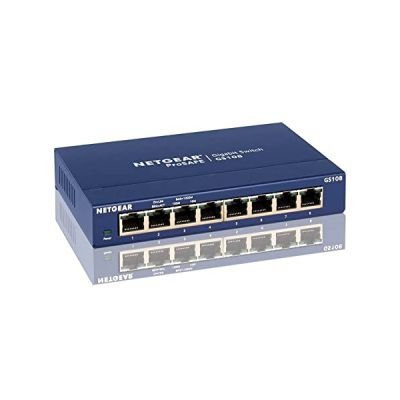 image Netgear (GS108) Switch Ethernet 8 Ports RJ45 Métal Gigabit (10/100/1000), switch RJ45, Protection ProSAFE, Positionnement sur un bureau ou au mur, Garantie à Vie Idéal pour les PME et TPE Noir