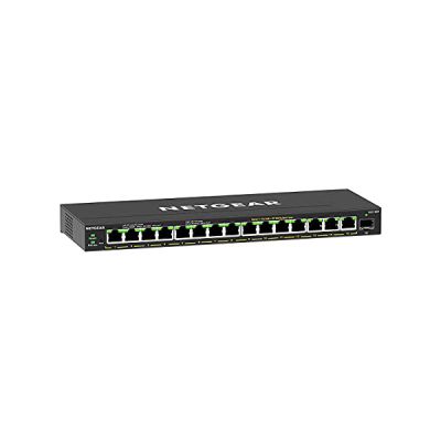 image NETGEAR (GS316EP) Switch Ethernet PoE 16 Ports RJ45 Gigabit (10/100/1000), Serie Plus Manageable PoE, Switch RJ45 avec 15 Ports PoE+ 180 W, 1 Port SFP , format bureau, mur, Silencieux, idéal PME/ TPE