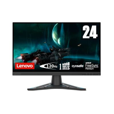 image Lenovo G24e-20 - Écran Gaming de 23.8" avec Eyesafe (FHD, VA, 100Hz, 1ms, HDMI+DP, Cable HDMI, FreeSync Premium, Socle en Métal) Réglage en inclinaison - Noir