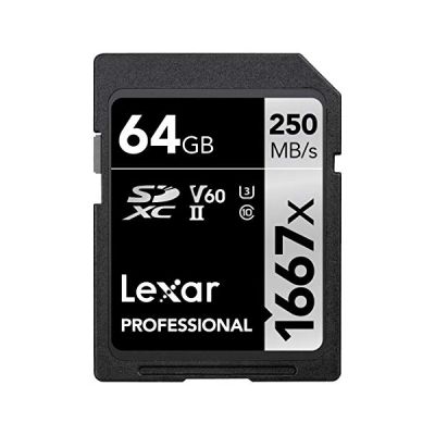 image Lexar Professional 1667x Carte SD 64 Go, Carte Memoire SDXC UHS-II, Jusqu'à 250 Mo/s en lecture, Class 10, U3, V60, SD pour photographe professionnel, vidéaste, passionné (LSD64GCB1667)