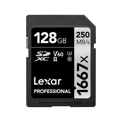 image Lexar Professional 1667x Carte SD 128Go, Carte Memoire SDXC UHS-II, Jusqu'à 250 Mo/s en lecture, Class 10, U3, V60, SD pour photographe professionnel, vidéaste, passionné (LSD128CB1667)
