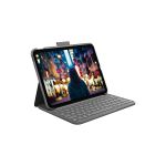 image produit Logitech pour iPad (10e génération) Étui Clavier| Slim Folio avec Clavier sans Fil intégré (Graphite) - German Layout