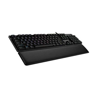 image Logitech G513 Clavier Gaming Mécanique avec Repose-Poignets, Eclairage RVB Lightsync, Switchs GX Blue, Alliage Aluminium 5052, Personnalisable, Relais USB, Clavier Anglais QWERTY - Noir