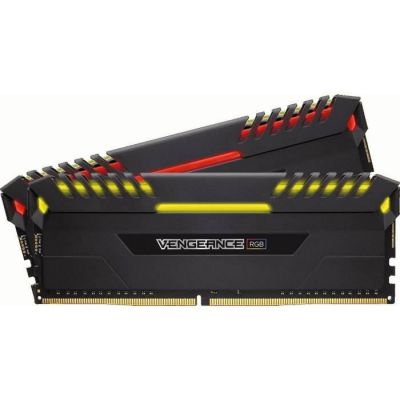 image CORSAIR KIT de Mémoire Enthousiaste PC DDR4 - Vengeance RGB 16 Go (2 x 8 Go) - 3466 MHz - CAS 16 - LED RGB XMP 2.0 - Noir (CMR16GX4M2C3466C16)