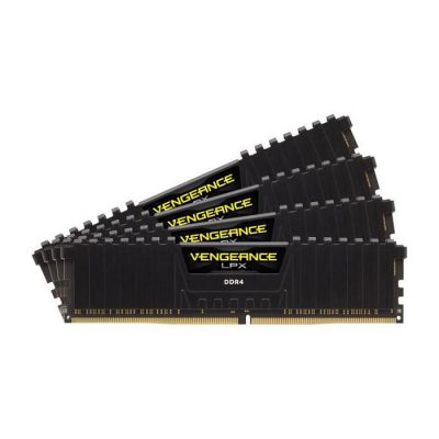 image CORSAIR Kit De Mémoire PC DDR4 Haute Performance - Vengeance LPX - 16 Go (4 x 4 Go) - 3200MHz - CAS 16 - XMP 2.0 (CMK16GX4M4C3200C16) Noir