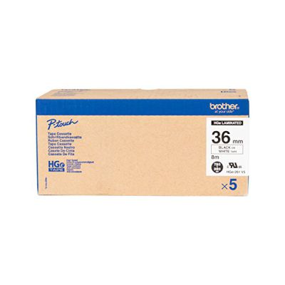 image Brother HGe261V5 Pack 5 Rubans Largeur 36 mm Noir/Blanc