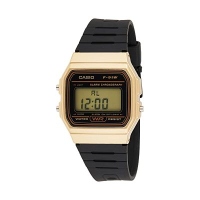 Casio Montre Quartz Unisexe 31.00mm avec Cadran LCD Digitale et Bracelet en Rubber Strap Noir F-91WM-9AEF