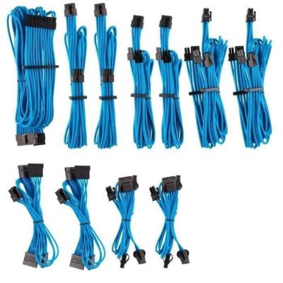 image Kit pro de câbles CORSAIR Premium PSU Cables pour alimentation type 4 Gen 4 avec gainage multi-brins – bleu