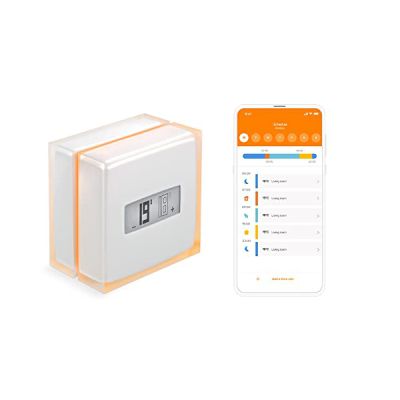 Netatmo Thermostat Connecté et Intelligent Économe en Énergie –WiFi- Réduisez les Factures & Contrôlez le Chauffage à Distance par Application, Compatible avec les Chaudières Individuelles, NTH01-AMZ