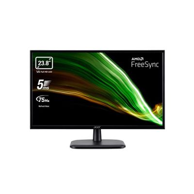 Acer EK240YCbi Moniteur pour PC 23,8", écran VA Full HD, 75 Hz, 5 ms, 16:9, FreeSync, VGA, HDMI 1.4, Lum 250 CD/m2, Audio Out, câble HDMI Inclus