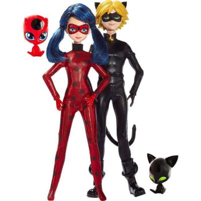 image Bandai - Miraculous Ladybug - Pack de 2 Poupées mannequin 26 cm - Ladybug et Chat Noir - 39810